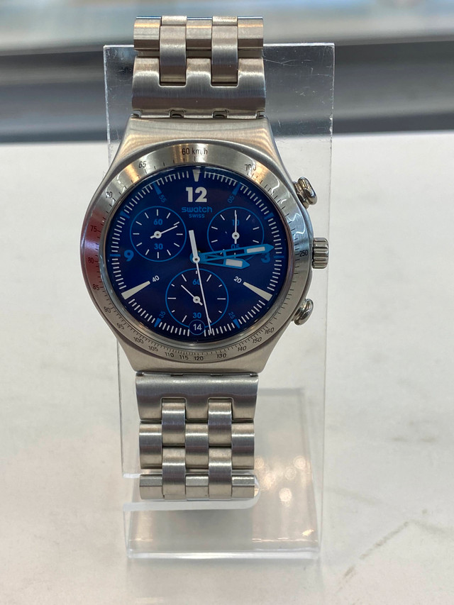 Swatch Irony Rhythmic Blue Stainless Steel Chronograph Watch in Jewellery & Watches in City of Toronto - Image 2