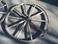 Two Vintage Wooden Wheels