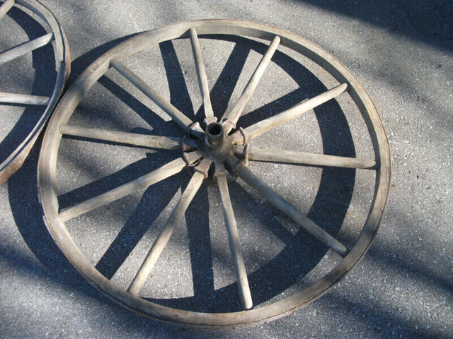 Two Vintage Wooden Wheels in Arts & Collectibles in Belleville