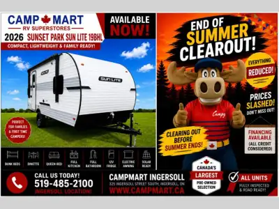 Welcome to CampMart - Ingersoll. PRE-OWNED RV LIQUIDATION SALECampMart RV | 325 Ingersoll Street S,...