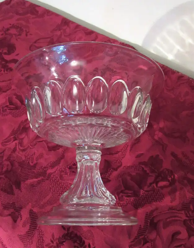 Large Pressed glass Compote, vintage collonial pattern63234861344387125