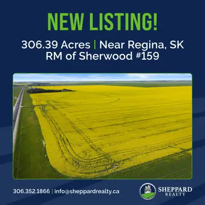NEW LISTING AVAILABLE! 306.39 Acres | RM of Sherwood # 159 | Regina, SK Area An excellent opportunit...