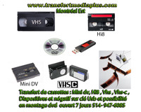 VHS, HI8, MINI-DV, VHS-C SUR CLÉ USB OU DVD
