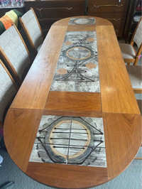 Teak Table with Tile Inlay