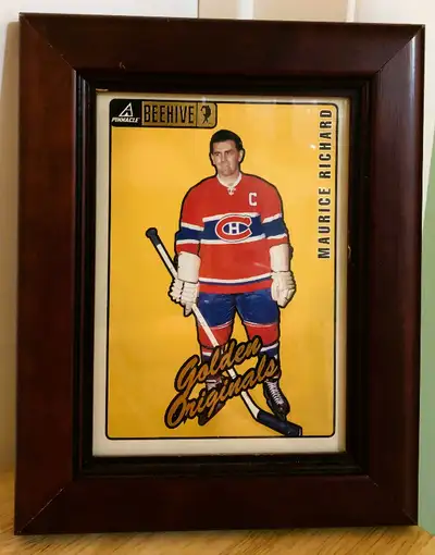 PHOTO 1: (approx. 9.5” x 7.5”) ~Framed 1998 Maurice Richard Pinnacle BeeHive Trading Cards Golden Or...