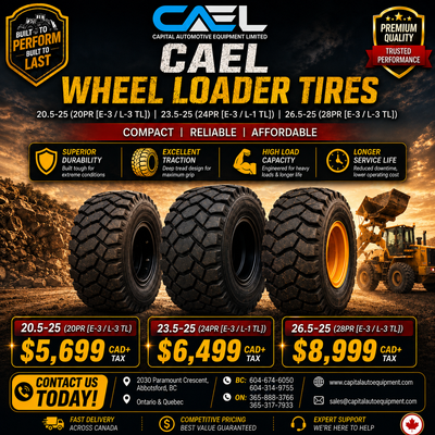 CAEL Wheel Loader Tires Heavy-Duty Performance, Built to Last! Upgrade your equipment with brand-new...