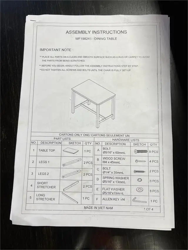 BNIB PRICE IS FIRM - Modern Antique Black Dining Table - 4 Perso in Dining Tables & Sets in Mississauga / Peel Region - Image 3