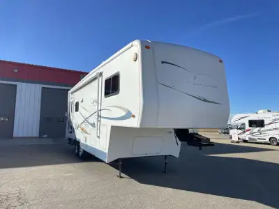 Double Slide Cameo Fifth Wheel w/Rear Living Area Including 2 Euro Chairs, End Table, Hide-A-Bed Sof...