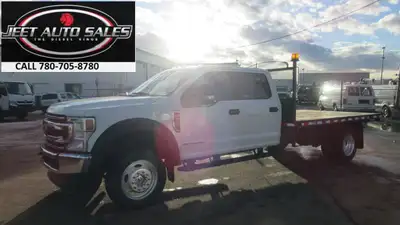 CHECK OUT THIS NEW..... 2022 Ford F-550 Super Crew Cab FLATDECK WITH LOW KM'S - 4x4 - ENGINE POWERST...