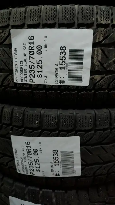 PAIR OF 2X P235/70R16 235/70/16 BFGOODRICH WINTER SLALOM KSI TAG # 15538 ** Please read details belo...