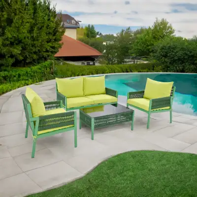 Outdoor Furniture with Tempered Glass Table, View more