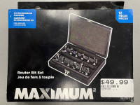 MAXIMUM Carbide Router Bit Set (12 Piece) 054-0708-0 - BRAND NEW