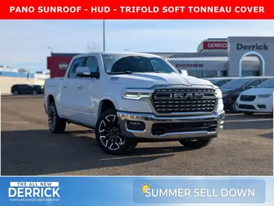 The 2026 Ram 1500 Longhorn Crew Cab in Ivory Tricoat Pearl combines rugged capability with refined l...