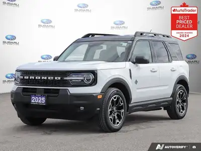 New Price! Oxford White 2025 Ford Bronco Sport Outer Banks 4WD | Apple CarPlay | 18 Rims 4WD 8-Speed...