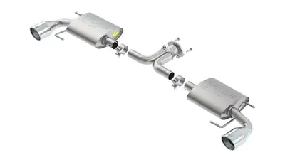 System features polished T-304 stainless steel tips. BORLA Cat-Back and Axle-Back exhaust systems fe...