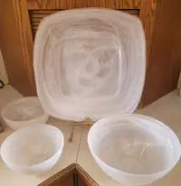 White Alabaster Bowls and Platter