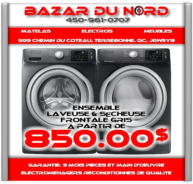 Ensemble Laveuse/Secheuse Gris Reconditionne a partir de 750.00$ dans Laveuses et sécheuses  à Laval/Rive Nord - Image 2