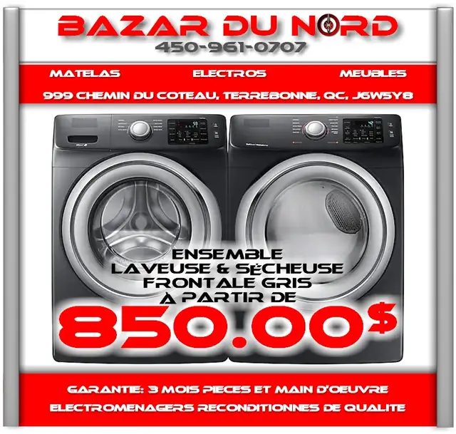 Used Washer/Dryer Set Grey Starting at 750.00$62863275090563121
