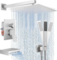 KES Shower Faucet Set 12 Inch Rain Shower Head 3-Function Shower