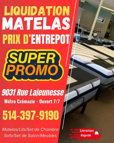 ⚡️LIQUIDATION MATELAS⚡️VENTE D'ENTREPOT !!⚡️, View more