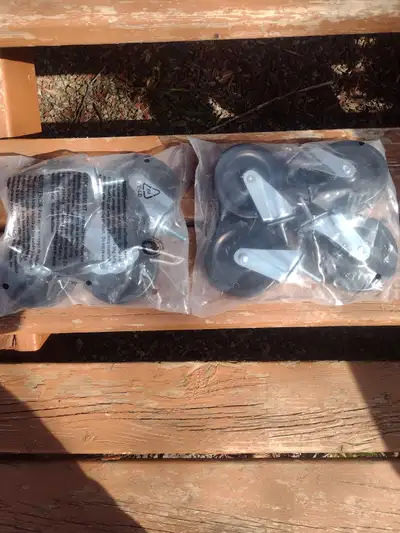 2 sets of 4 casters 2 have wheel locks casters are 4" tall, View more