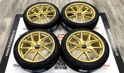 FAST FC04 Gold Rims & All-Season Tires Fits Volkswagen Golf, Jetta, GTI - Wheel Size: 18x8.0J - Bolt...