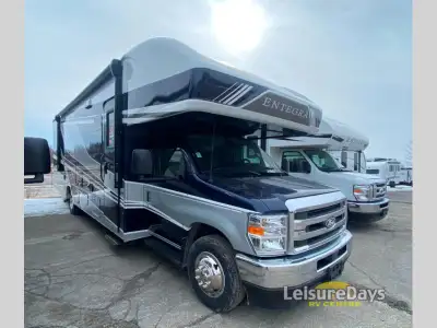 Entegra Coach Odyssey Class C gas motorhome 30Z highlights: Rear Queen Bed Slide Fireplace Cab-Over...