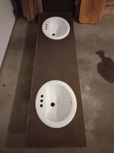 Double Ceramic Circular Drop-In Bathroom Sinks, View more