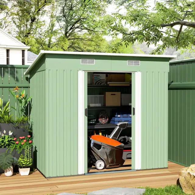 7'x 4' Metal Patio Storage Shed Garden Lockable Shed Tool Utilit in Patio & Garden Furniture in City of Toronto - Image 8