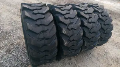 Premium Skid Steer & Bobcat Tires with Rims Built for Tough Terrain Tire tax included in price. Maxi...
