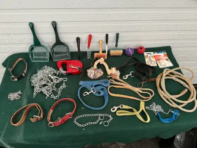 Dog & Cat Accessories in good condition Picture 1&2-dog leashes, chocker chains, collars, brushes, t...