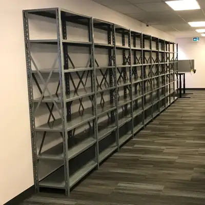HUGE selection of used industrial shelving in stock, View more