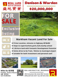 Markham Exclusive Land Listing, a rare opportunity!!
