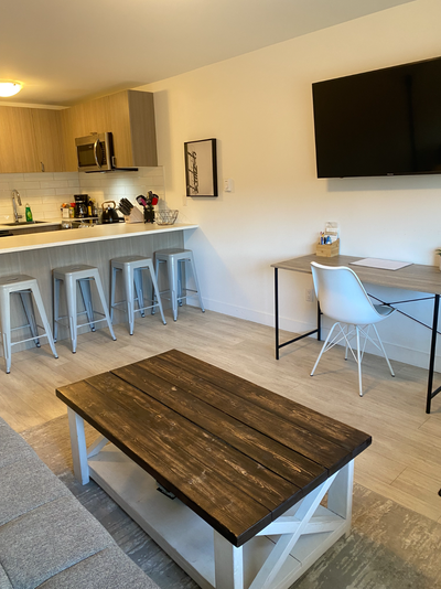 New One-bedroom available Dec.01st. Entertainment wall with 55-inch Smart TV, Electric Fireplace, 5...