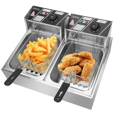 110V 12L Stainless Steel Double Cylinder Electric Fryer, View more