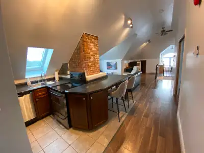 1 Bedroom Cathedral Loft - everything included for one price. Furnished, with in-suite laundry, park...