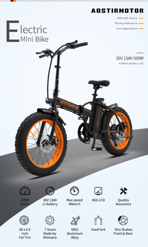 500W Fat Tire Folding Ebike Free Shipping Warranty in eBike in London - Image 4