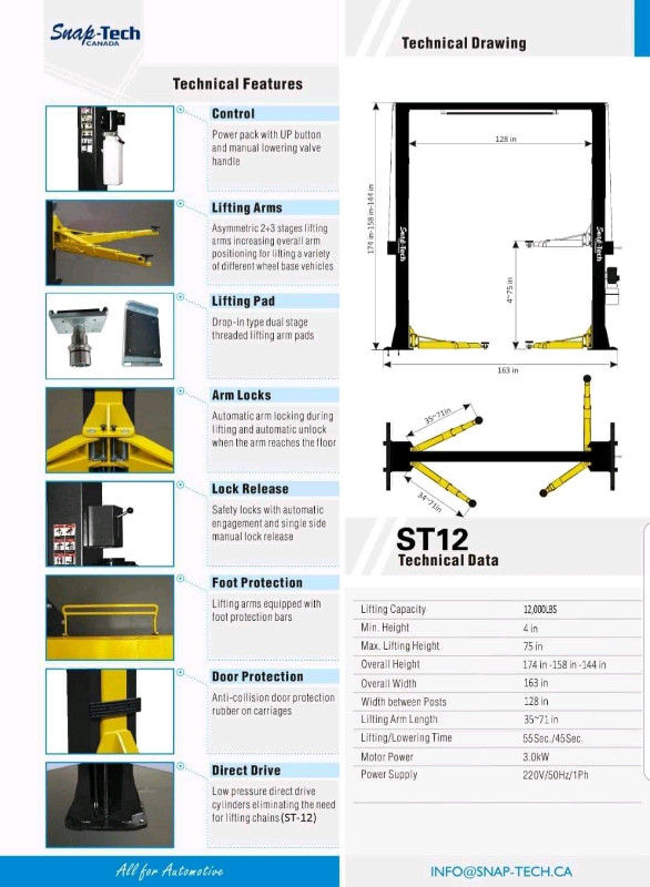 Lift heavy duty 12000lbs Snap-tech Pont elevateur Hoist  dans Autre  à Victoriaville - Image 2