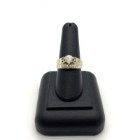 14KT White Gold 7.2gm Lady's Cubics Ring W Diamond Band $455