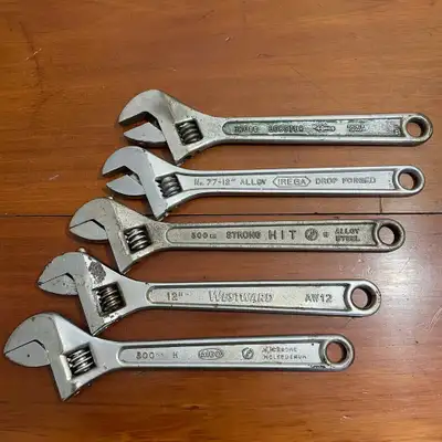 Vintage 12" / 300 MM ADJUSTABLE WRENCHES BY CHOICE. Top to Bottom 1. SORRY THIS WRENCH IS SOLD ~ LOB...
