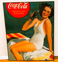 Vintage Coca Cola Iconic ‘Girl on the Beach’ (¼”) Sign