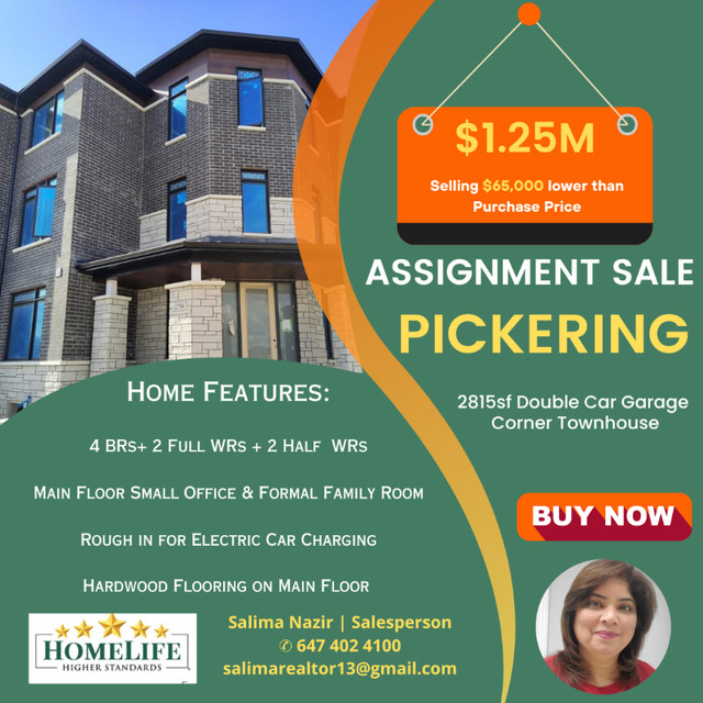 Assignment Sale in PICKERING in Houses for Sale in City of Toronto