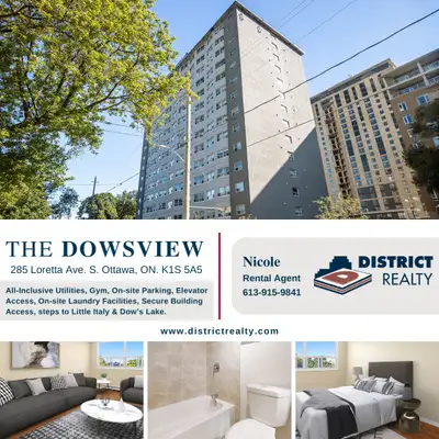 September 1st, 2 Bed 1 Bath, Close to Carleton U - All-inclusive