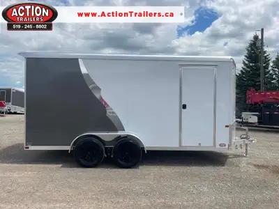 NEO ALL-ALUMINUM 7' x 16' TANDEM AXLE ENCLOSED CARGO TRAILER WITH REAR RAMP DOOR AND SPOILER! Design...