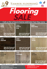 SALE on Engineered  6-1/2 X 3/4'' - 9 colors: $3.99 per sq.ft