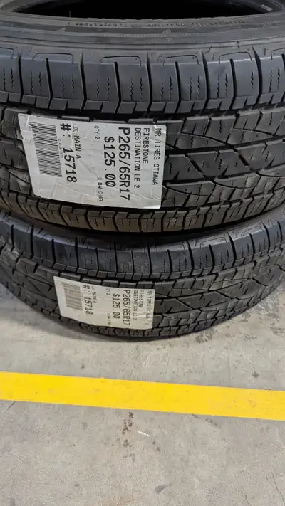 PAIR OF 2X FIRESTONE DESTINATION LE 2 TAG # 15718 Size: 265/65/17 265/65/17 Excellent condition Pres...