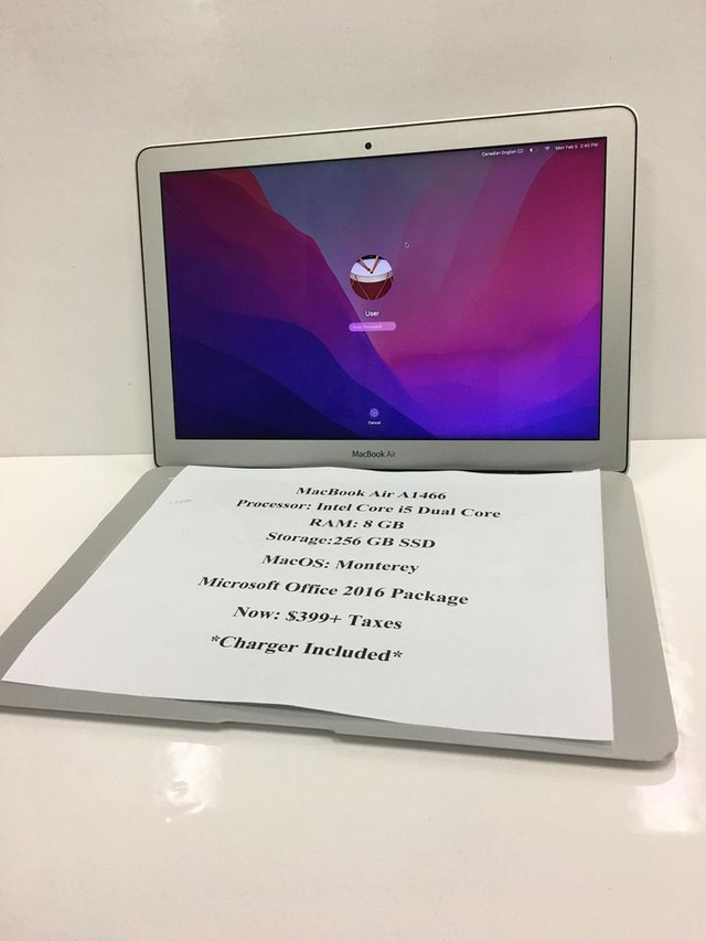 $299 Only!! Macbook Air 2015 A1466 i5 Processor / 8GB RAM in Laptops in Regina