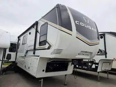 Keystone Cougar fifth wheel 360MBI highlights: Middle Den/Bonus Room Loft Area Kitchen Island Theate...
