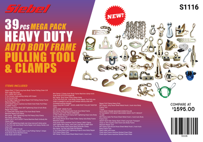 NEW 39 PCS HEAVY DUTY AUTO BODY FRAME PULLING TOOL CLAMPS S1116, View more