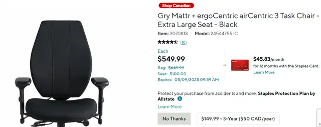 Gry Mattr + ergoCentric airCentric 3 Task Chair-Call now!62865711702657123